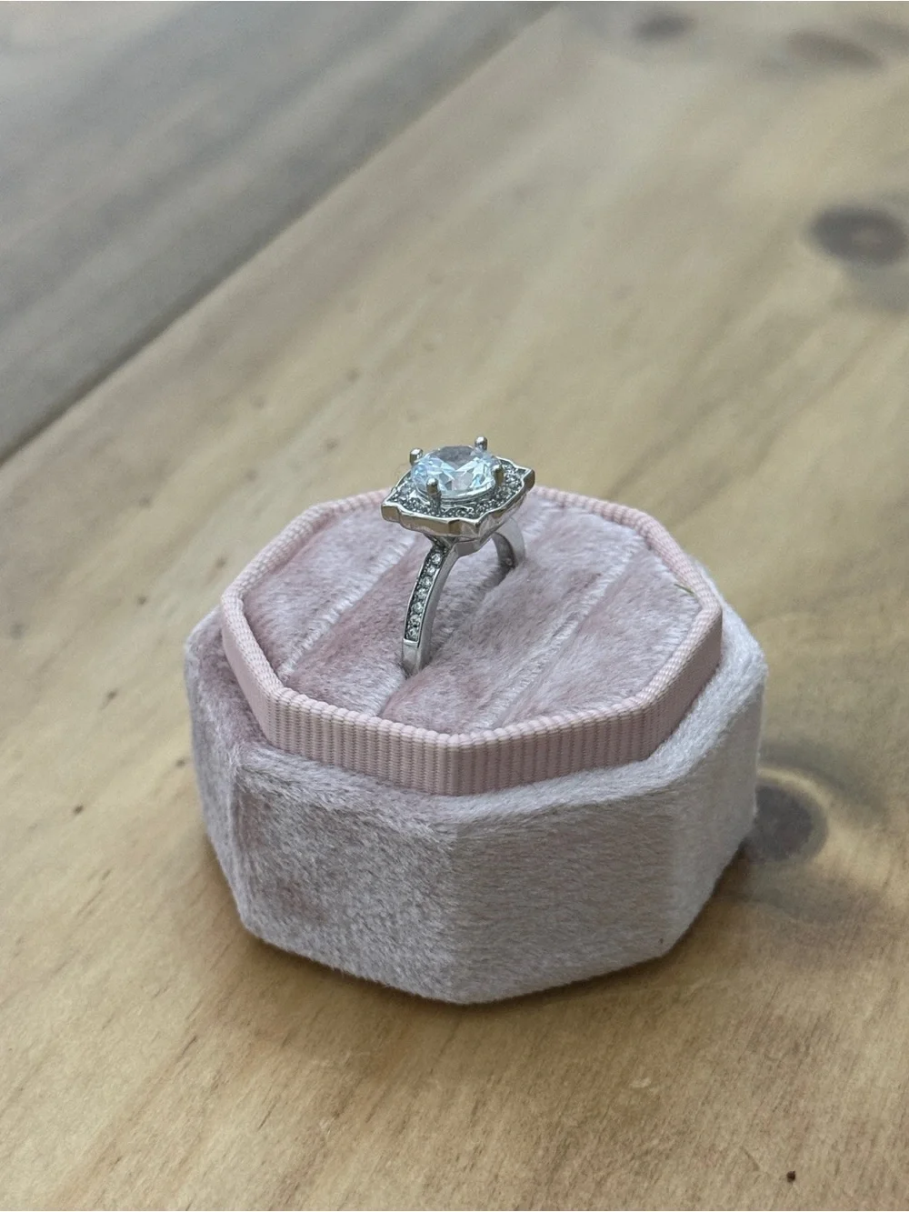 Large CZ rhodium plated adjustable size women’s ring size 8-12